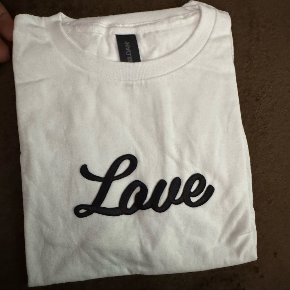 White Tee with Black 'Love' Print